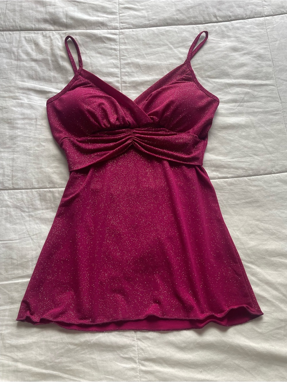 Y2K Magenta Gold Glitter Babydoll Going Out Top Small Party Club Ethereal Fairy